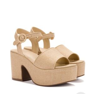 Larroude raffia wedge sandals- size 8 Brand NEW